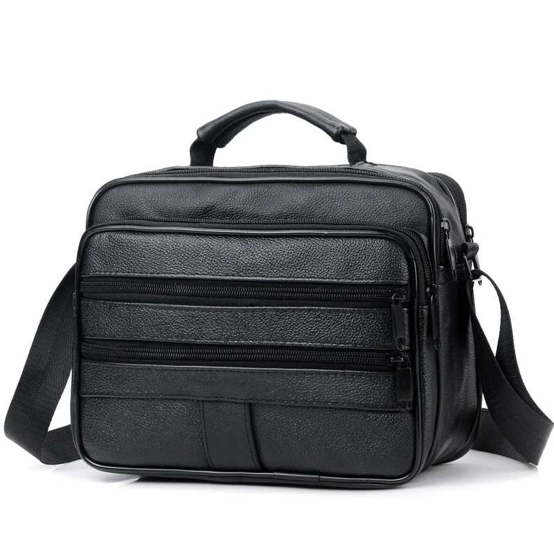 

Leather Men's Shoulder Messenger Bag Business Casual Fashion Cross-section Multi Pocket Handbag High capacity