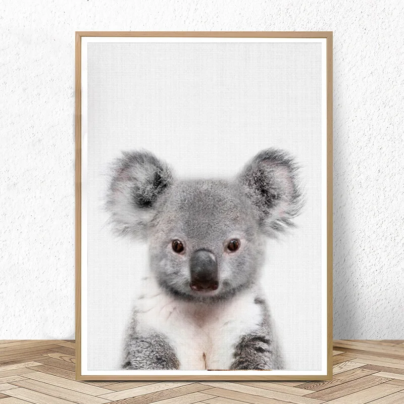 Ребенок коала печати австралийских животных Детская стены искусства Peekaboo Холст Живопись Животные плакаты и принты Дети украшения спальни