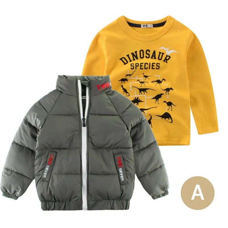 

Combination Promotion Autumn Two-piece Sets Children's Cotton Clothing Boy Jacket Kids Vest Winter Coat + Long-sleeved T-shirt