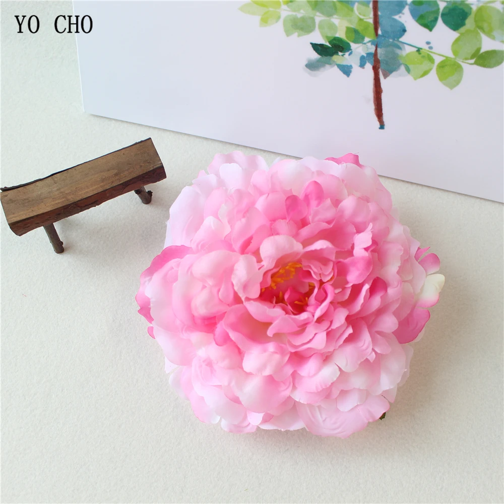 Artificial Peony Flower Head Silk Rose Wedding Wreaths White Pink Blue Fake Flowers Big Flower Heads (22)