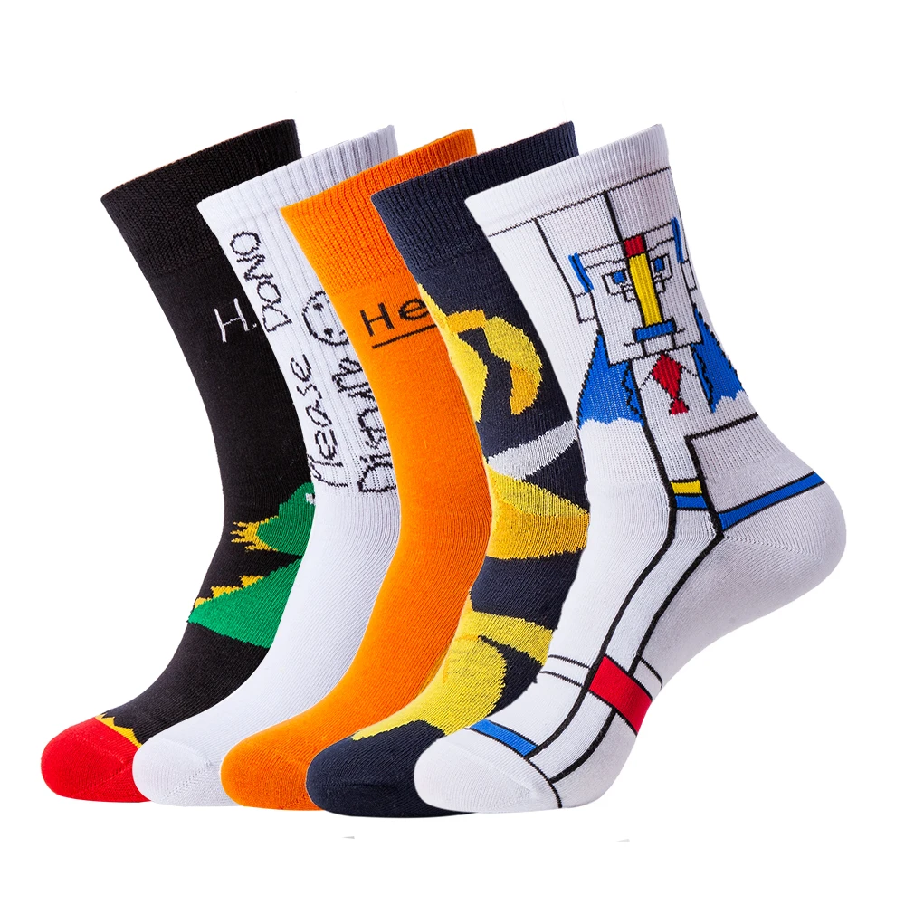 

6 Styles Men Socks Combed Cotton Colorful Letters Hello Crew Socks Women Socks Novelty Colorful Casual Socks Christmas Gift