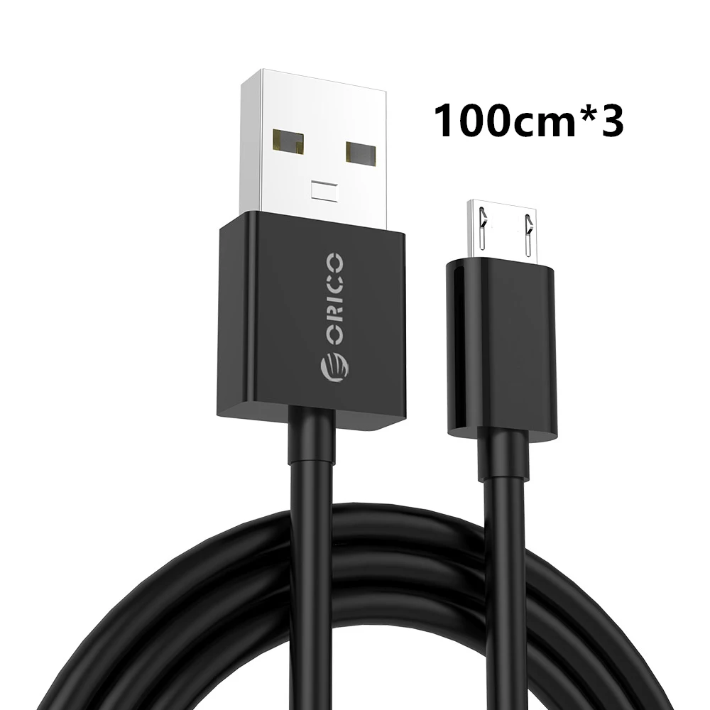 Orico ADC Micro USB кабель для быстрой зарядки и синхронизации данных для samsung Xiaomi Tablet Android usb зарядный шнур Microusb зарядный кабель - Color: 3pcs 100cm Black