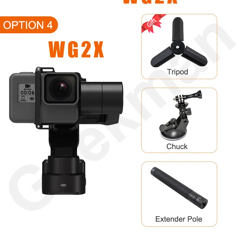 FeiyuTech новые WG2X WG2 носимых 3 оси брызг карданный стабилизатор для Gopro iPhone 7 6 Plus 4/5/сеанса YI 4 K/SJCAM/AEE действие Камера - Цвет: W tripod Sucker pole