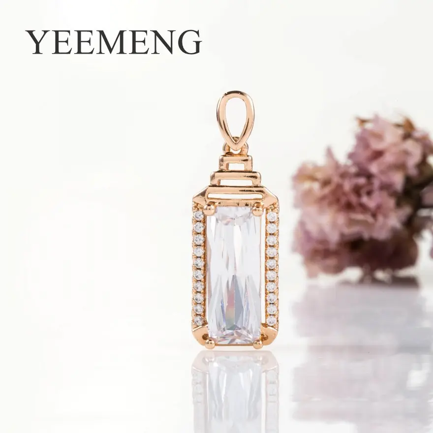 YEEMENG Роскошные 585 розовое золото блестящие больших ясно квадратной дизайн