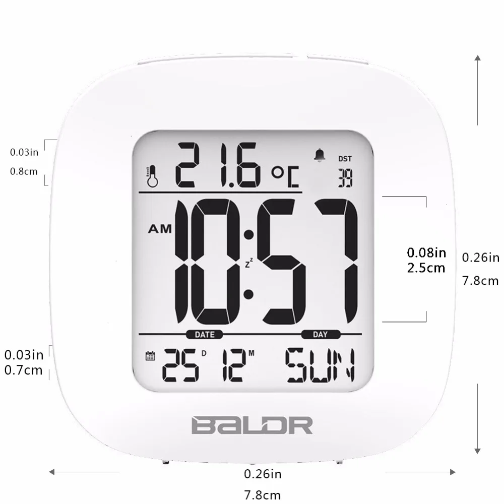 Baldr для Великобритании только RCC MSF Мини ЖК-будильник время температура дисплей календарь путешествия Повтор Белый подсветка настольный термометр