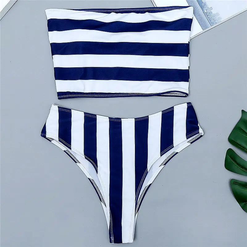 

New Brazilian Bikini Women Swimwear Bandeau Swimsuit Striped Bathing Suit Lady Beachwear MESTER CHEN