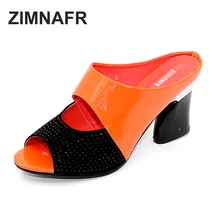 2016 neue frauen sandalen & hausschuhe echtem leder strass dicken hochhackigen farbenblockdekoration offene spitze sandalen frauen