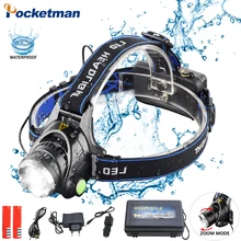 cree headlight led headlamp xm l t6 waterproof zoom head lamp 18650 rechargeable battery flashlight head torch Lights super 45000lm usb 9 led led headlamp headlight head flashlight torch xm l t6 head lamp rechargeable for 18650 battery