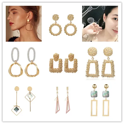 

New Fashion Geometric Earrings For Women Gold Silver Boho Earrings Korean Style Accessories Circle Brincos Minimalist Jewelry