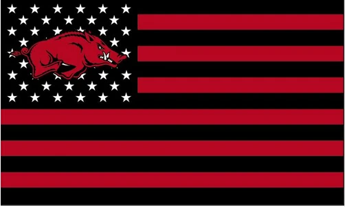 arkansas razorbacks logo flag with us stripes banner metal grommets arkansas size