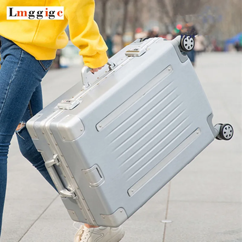 

Aluminum Frame Scratch Resistant Rolling Luggage Bag,PC+ABS shell Travel Suitcase With Wheels, TSA Lock Trolley Case box