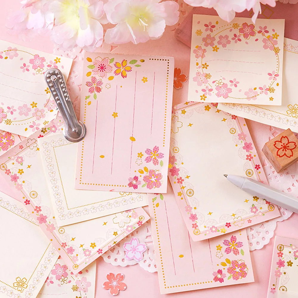 

20Pages Beautiful Cherry Blossom Series Memo Pad Pink Girl Hand Account Basic Note Word Book With The Plan Self-Adhesive