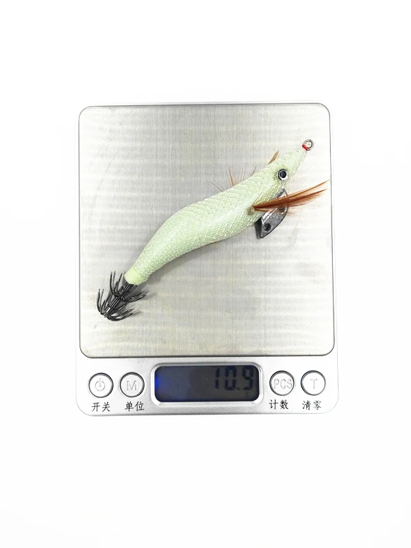 Fishing Lure 1PCS Wood Shrimp Octopussy Squid Jigging Hook White Luminous Shrimp Lure Black Fishing Lure 2.5# 3.5# Hooks