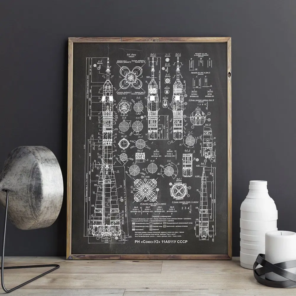 Soyuz U2 Rocket patent авиационная картина галерея настенное искусство постеры декор