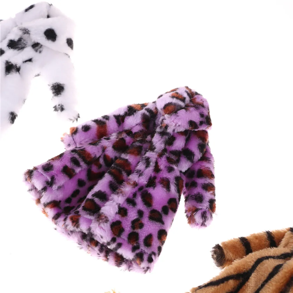 Модное леопардовое зимнее меховое пальто куклы одежда длинное платье для Барби Vestido пальто для кукол аксессуары