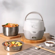 Mini Electric Lunch Box Heating Rice Cooker Thermal 2 Layers Portable Food Steamer Cooking Container Meal Lunchbox Warmer 220V smart appointment timing rice box cooking ceramic lunch smart lunch box high capacity ceramic cooking rice hot dish insulation
