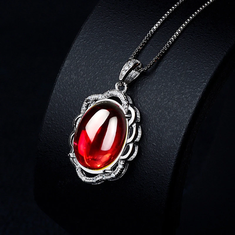 

NOT FAKE S925 Sterling Silver Myanmar Rubellite Pedants Artisan Antique For necklace Chalcedony Red