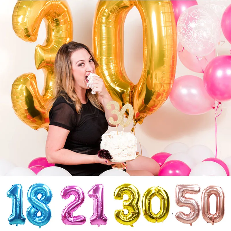 

32/40 Inch Rose Gold Silver Number Foil Balloons Large Helium Globos Birthday Party Wedding Decorations Digit Figure balloon