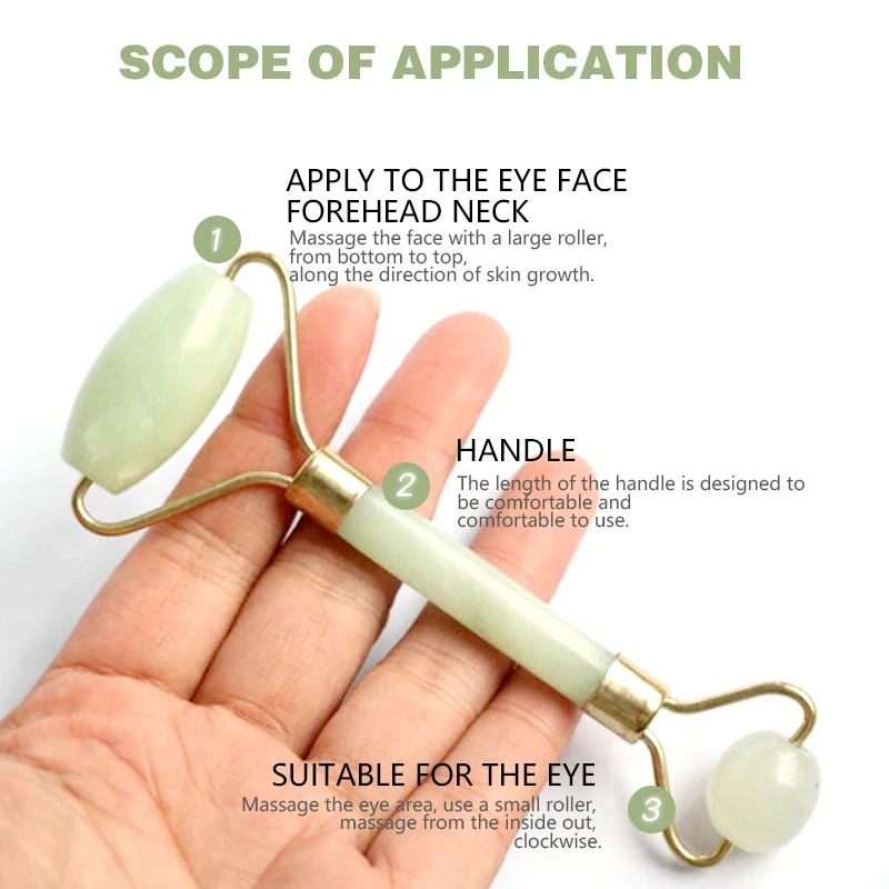 Double Head Jade Wheel Facial Massager Roller Face Thin Slimming Body Eye Neck Face Anti wrinkle 4