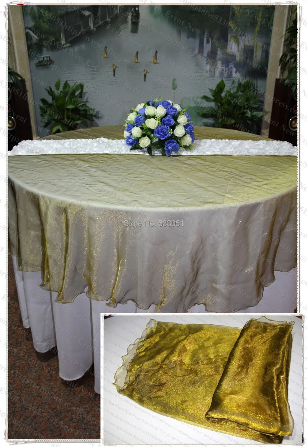 275cm Round NO.2 Color Organza Table Overlay/ Table Cover/Tablecloth