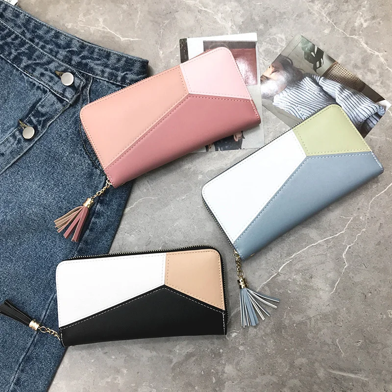 JANESPRI Fashion Patchwork Tassels Wallet Women Lady Long Clutch Wallets Brand Female Change Purse Hasp Coin Pocket Card Holder (13)
