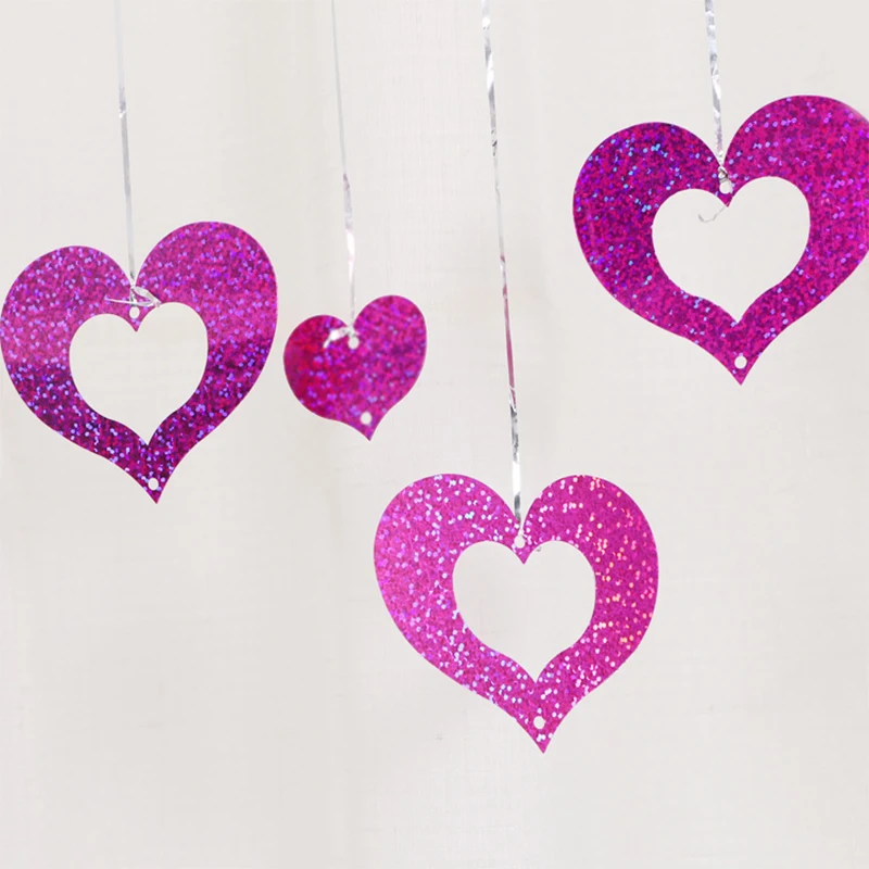 Wedding Decoration 100pcs Heart Shiny Balloon Ribbon Pendant Merry Christmas Party Decorations Baby Shower Unicorn Party Boda