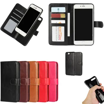 

Book type openning design Detachable 2in1 Leather Wallet Flip Case Cover for apple iphone7 7Plus with tpu soft back cover