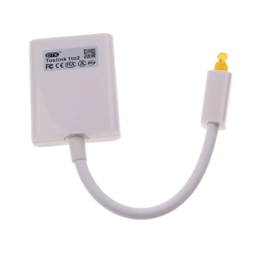 Dual Port Toslink Digital Optical Adapter Splitter Fiber Audio Cable White