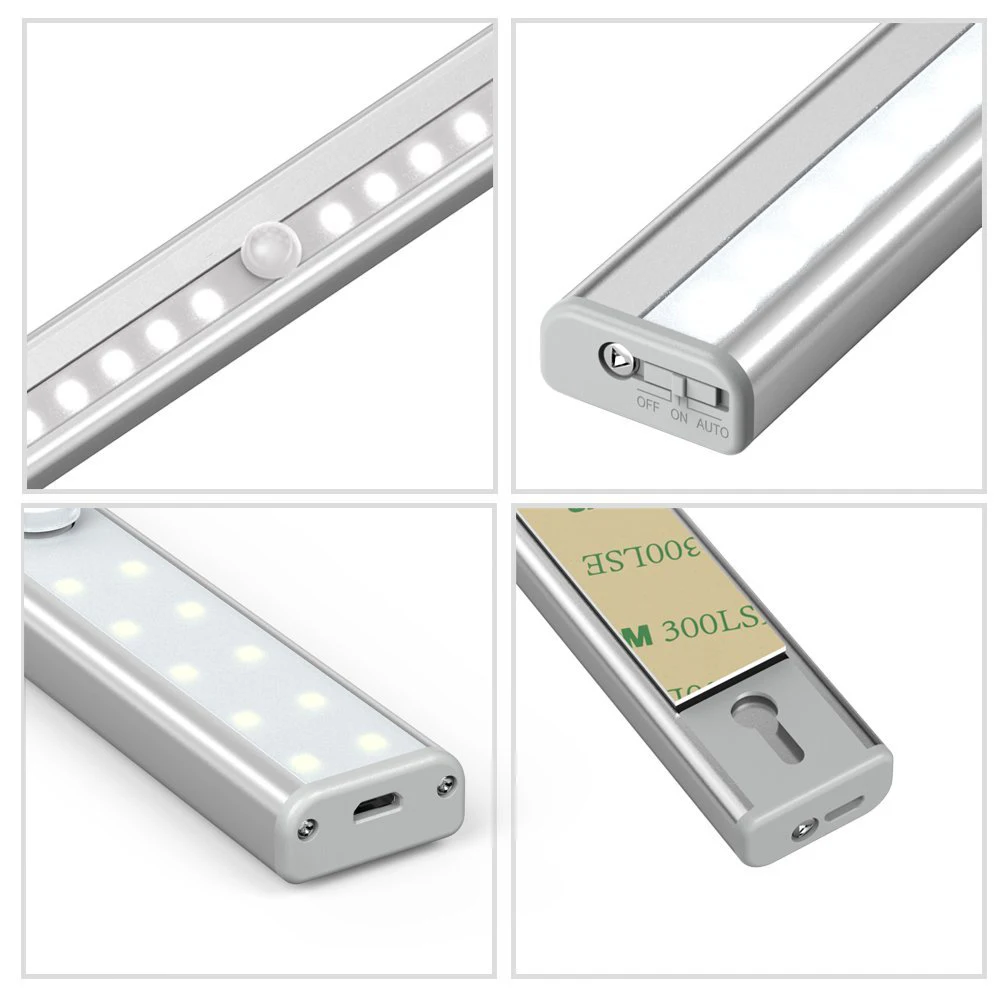  AKDSteel USB Rechargeable LED Motion Sensor Night Light for Closet 20 LED Cabinet Night Lighting Wi