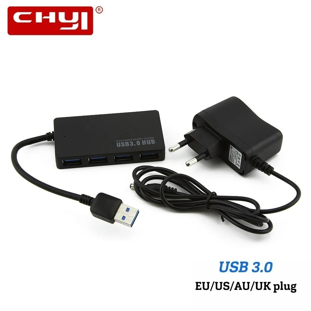CHYI USB 3,0 хаб мульти в одном 4 порта USB3.0 хаб сплиттер с внешним адаптером питания комбо ПК Аксессуары для компьютера Macbook
