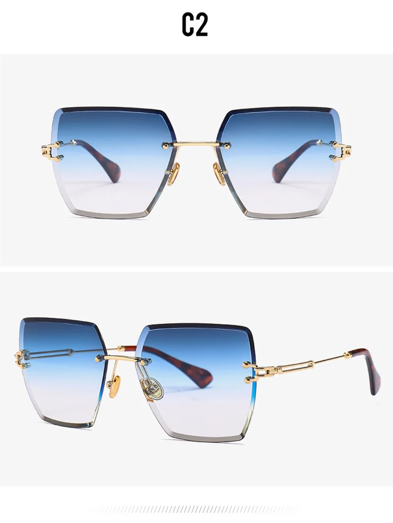 SHAUNA классические женские Квадратные Солнцезащитные очки без оправы модные градиентные Оттенки UV400