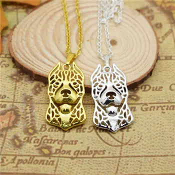 

LPHZQH fashion cute necklace pet pupy American Pitbull dog pendant necklace Women collar choker Jewelry accessory gift steampunk