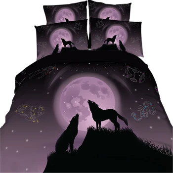 

Constellation Wolf 3D Bedding Sets 3/4 Piece Cotton Duvet Cover Sets Christmas Gift Home Decoration for Kids/Adult/Teen Boys