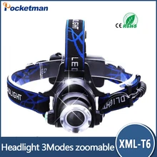 Cree XM-L T6 Led Headlamp Zoomable Headlight Waterproof Head Torch flashlight 3000LM Head lamp Fishing Hunting Light