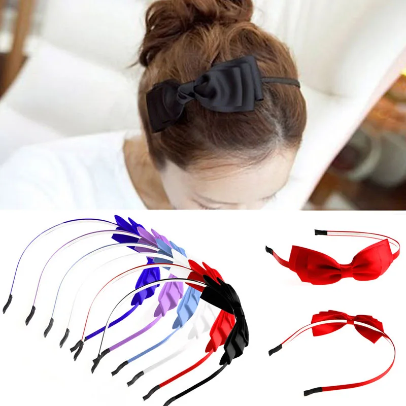 

Lady Girl Big Bowknot Ribbon Hair Accessory Headband Bow Head Band Clip