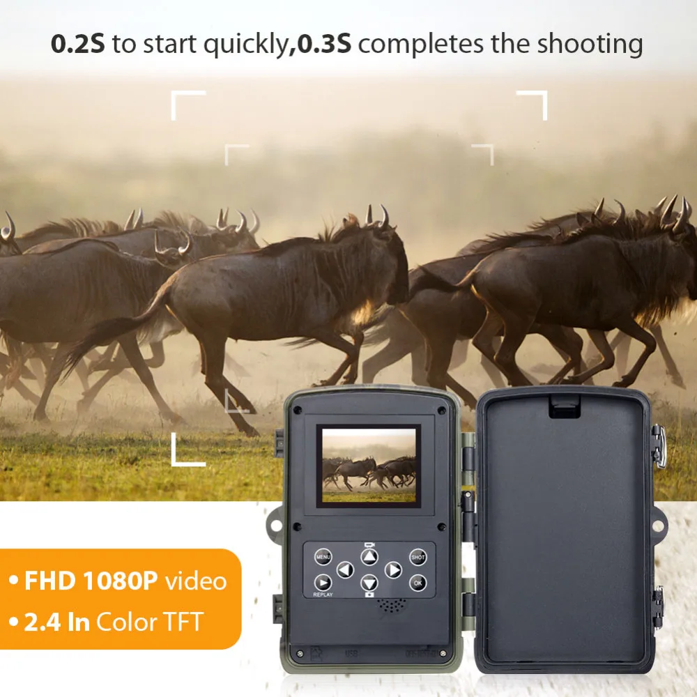 HC801A охотничья камера 16mp 1080p Ip65 ночная версия камера s фото ловушки 0,3 s триггер Водонепроницаемая беспроводная камера дикой природы