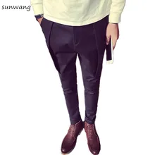 Sunwang брендовые корейские клетчатые мужские черные брюки Карго повседневные Модные мужские облегающие платья мужские спортивные штаны комбинезоны одежда с планетой