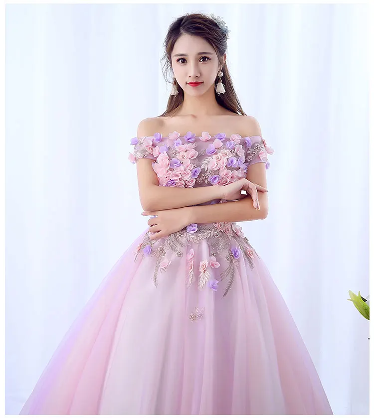 Платье для светской львицы розовые платья Quinceanera бальное платье длинное платье для выпускного вечера с цветами Маскарад сладкий 16 платье Vestidos De 15 Anos