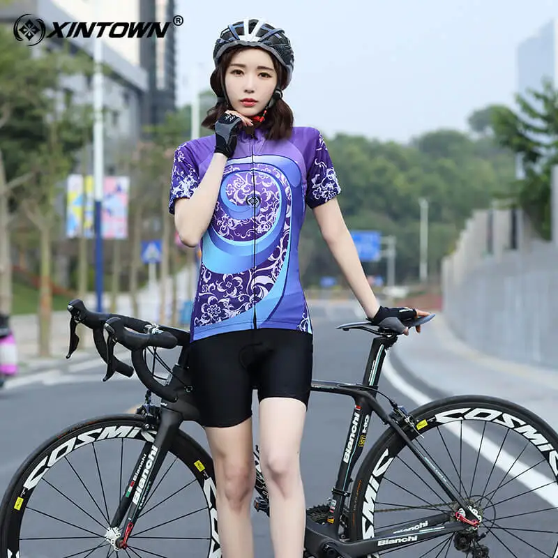 

XINTOWN Cycling Jersey Bike Short Sleeve Summer Riding Clothing Sportswear Running Sunscreen Shirt Breathable Fabric Pattern