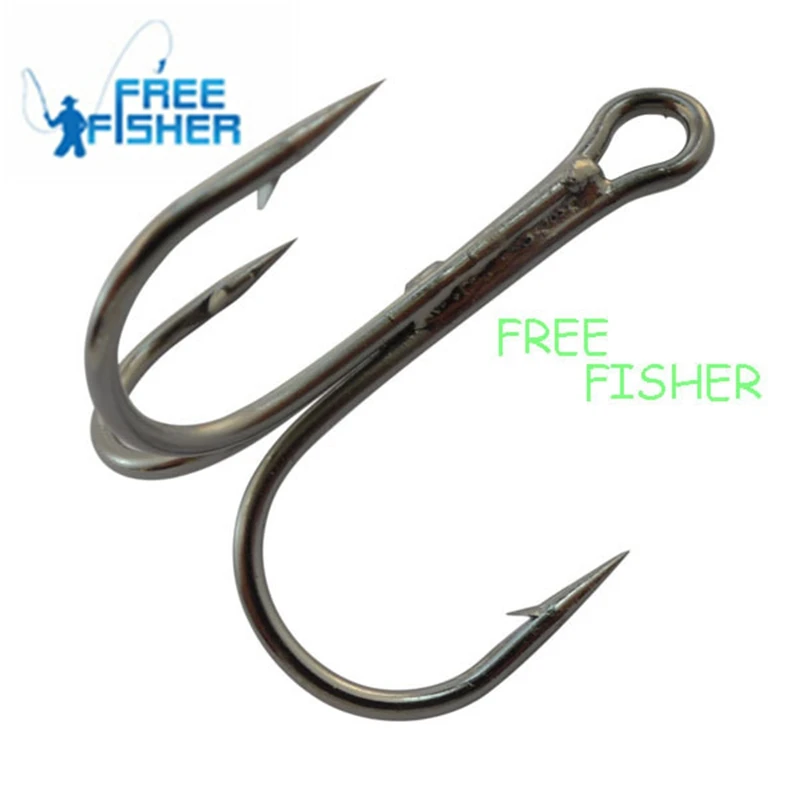 Freefisher Brand 100 pcs Fishing Round Bend Treble Triple Hooks 35656