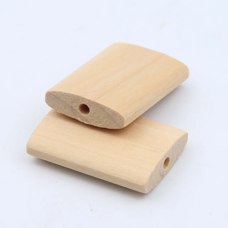 DIY 50pcs 19x28mm Wood Color Series Flat Wood Beads With Hole Wooden