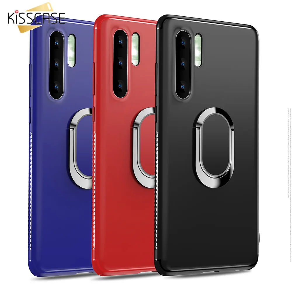 KISSCASE Phone Holder Case For Huawei P30 P20 P10 Pro Lite Plus Soft TPU Matte Honor 10 9 8 Mate 20 |