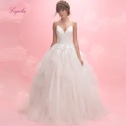 Liyuke Новинка 2019 года бальное платье свадебное аппликации простой Кнопка Королевский поезд