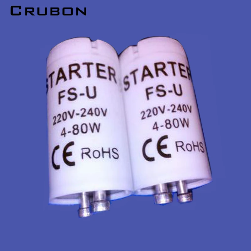 

CRUBON 10PCS/Lot high-quality special for AC220V-240V 4-80W fluorescent tube fuse starter CE Rohs fuse starters