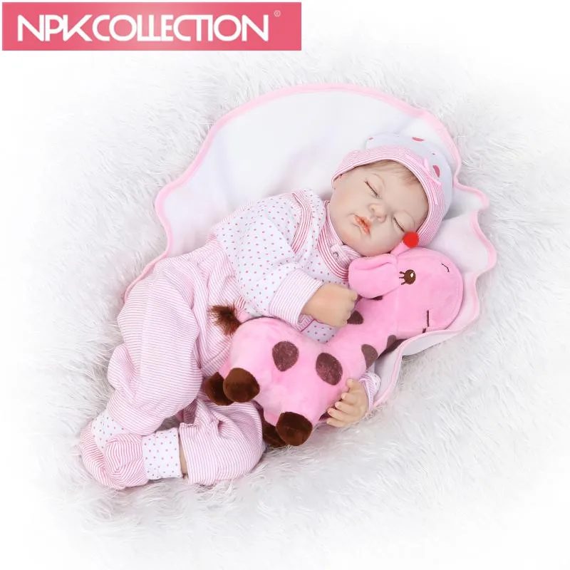 

20inch Handmade Silicone Reborn Baby New Face Toddler Sleeping Baby Girl Bebe Bonecas Toys with Pink Dress Bebe Reborn Dolls