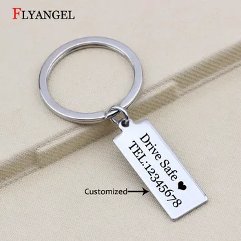 

Engraved Drive Safe Heart Keyring Customized Anti-lost Phone Number Car Keychain for Couples Friends Family Key Chain Gifts