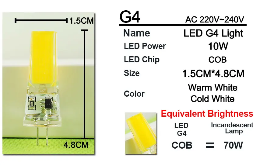 10 шт. Dimmable COB G4 лампа светодиодный 6 Вт 10 Вт AC 220 В ACDC 12 В светодиодный светильник Lampadine Lampara светодиодная лампочка G4 Zarovka