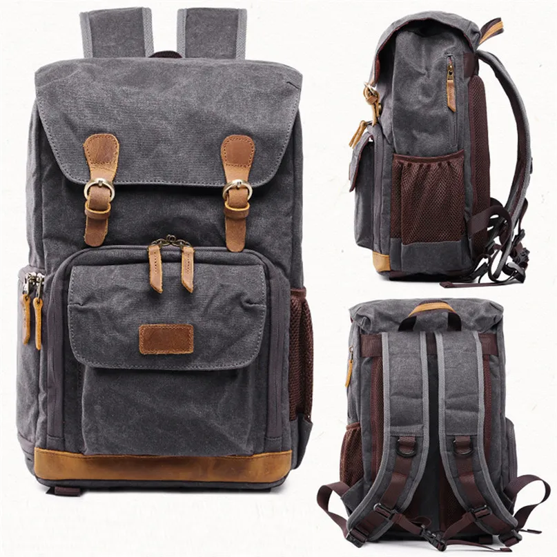 Outdoor Bags Photography Bag Premium Vintage Photography Backpack Waterproof Photography Canvas Bag #2d31  (3)