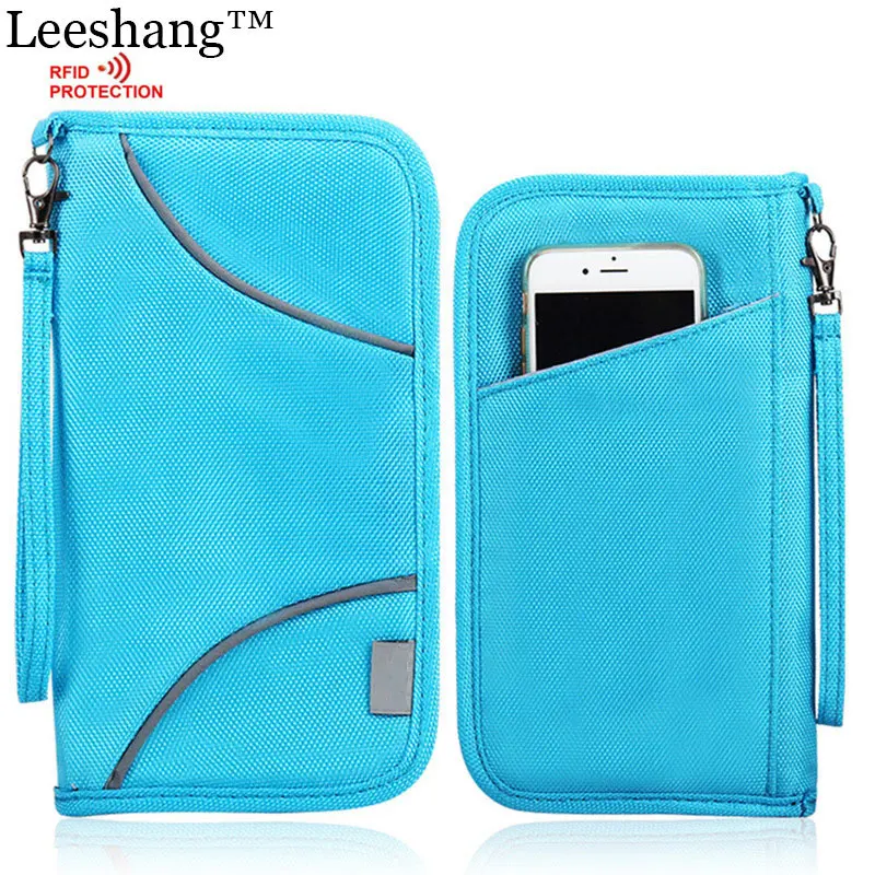 Leeshang RFID Passport Wallet Zipper Travel Passport Wallet Cover Case