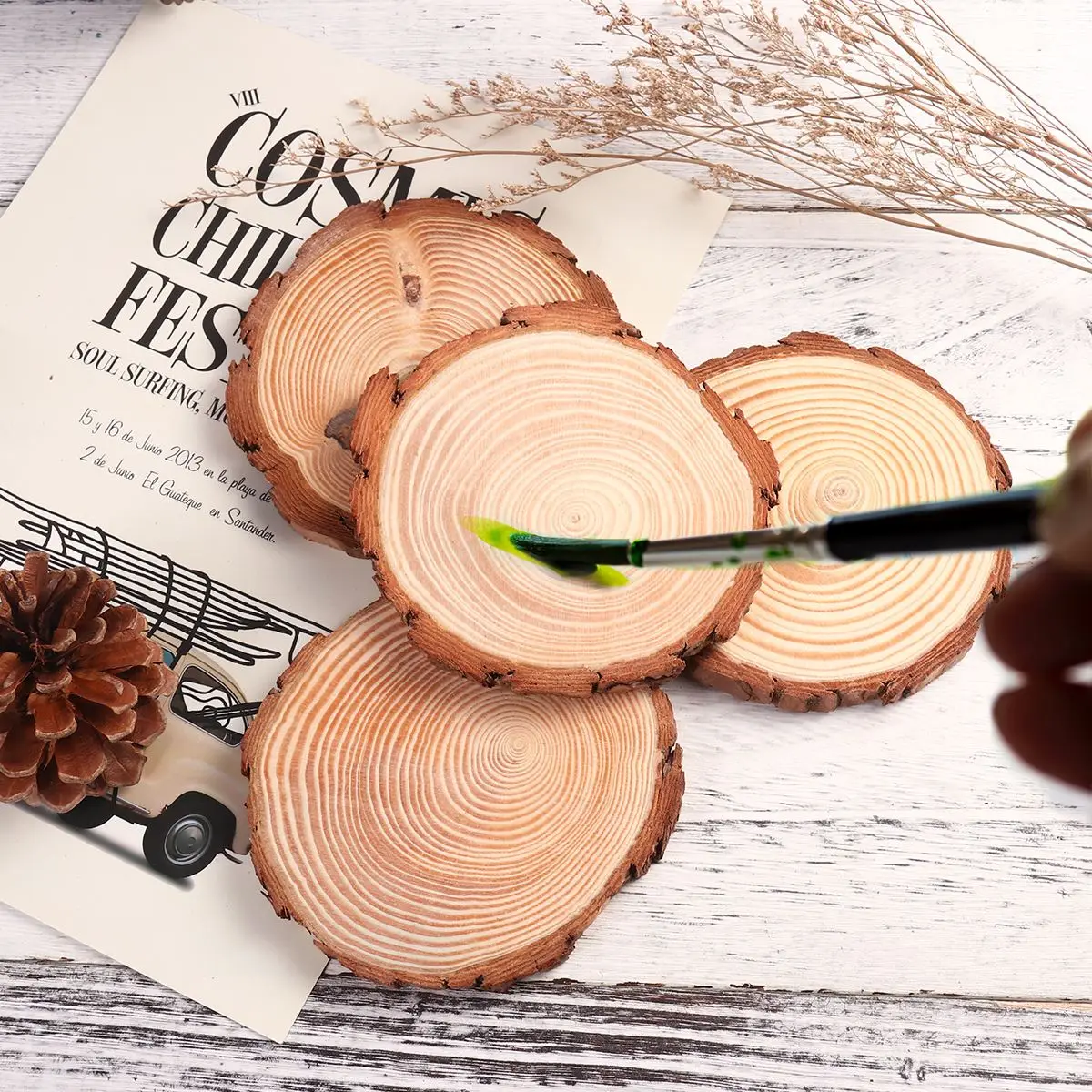 Lot De 200 Rondelles En Bois Naturel 10-50mm - Supports DIY Pour Déco, Peinture, Bricolage